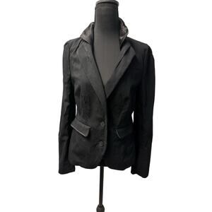 Vintage Nicole Miller Stretch Fitted 2 Button Blazer Size 8 With Satin Detail